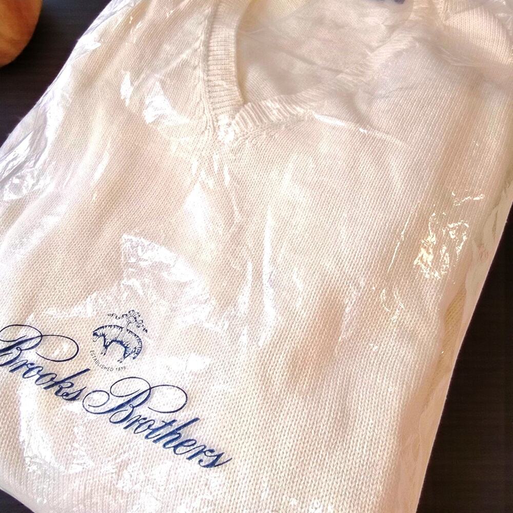 Brooks Brothers Men’s Sweater XL – 100% Cotton – Made in USA – V-Neck Pullover –